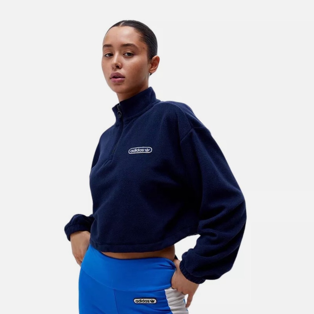 Adidas Women's Retro Luxury 1/4 Zip Cropped Sweater